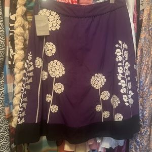 Raised flower embroidery Anthropologie Skirt